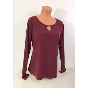 Tahari Blouse Burgundy Top Womens Medium